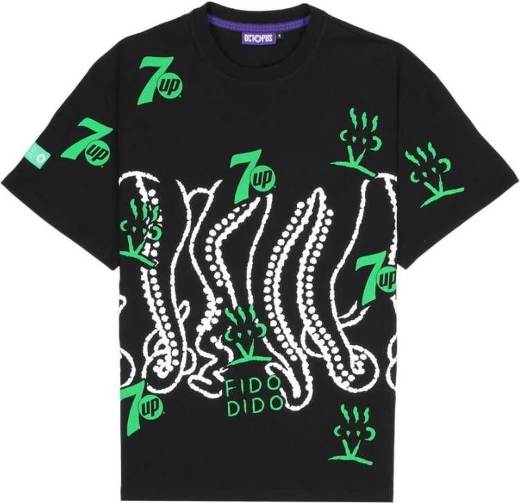 Octopus Zwarte Splashed Tee 7up Samenwerking Black Heren