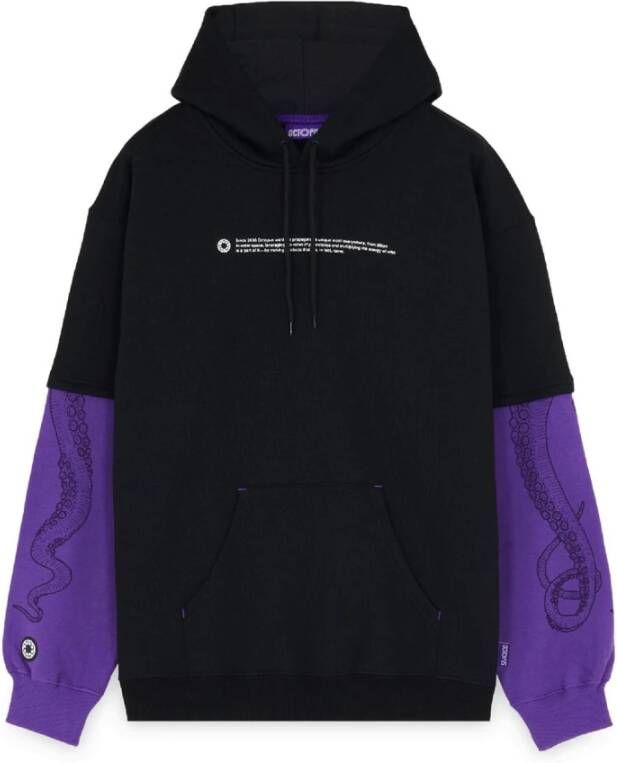Octopus Logo Overhoodie met Serigrafische Print Black Heren