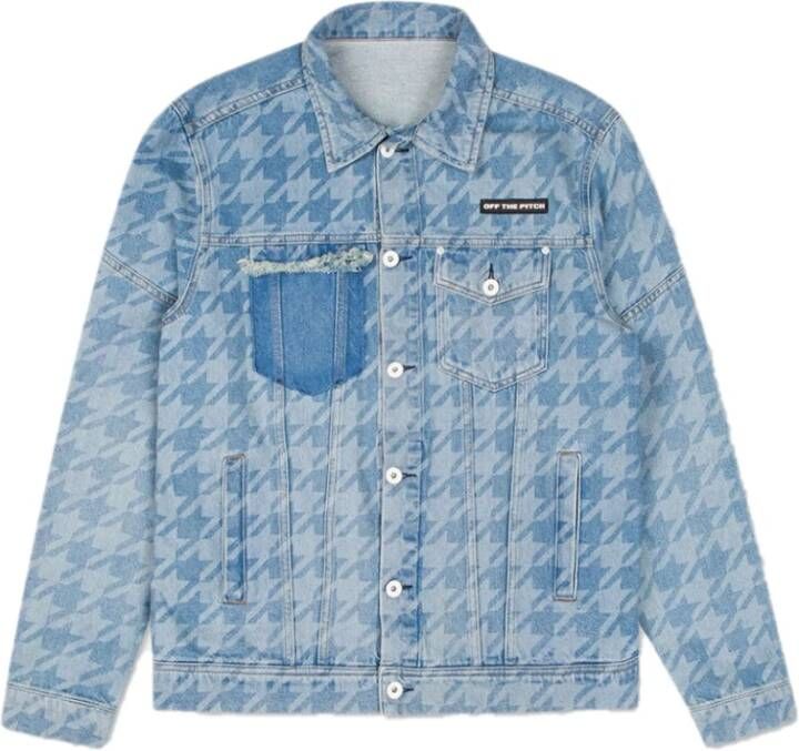 Off The Pitch Buiten het veld Houndstooth denim jas senior Blauw Heren