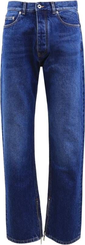 Off White Blauwe Jeans met Logo Patch en Enkelritsen Blauw Heren