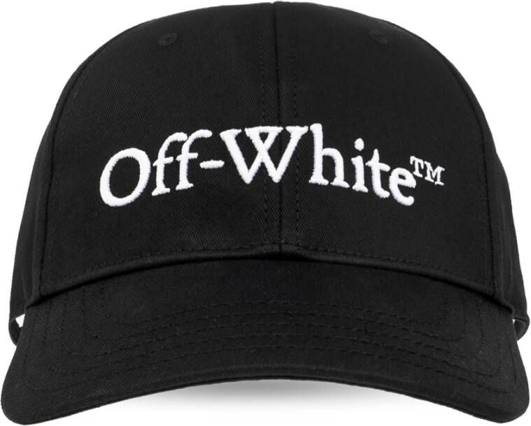 Off White Zwarte en witte Bookish Dril Baseball Cap Black Heren