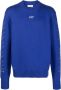 Off White Blauwe Gebreide Crew Sweater Blue Heren - Thumbnail 1