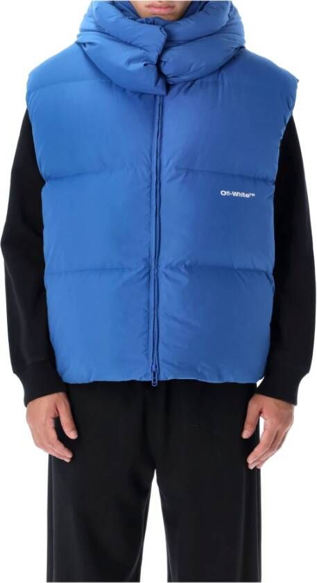 Off White Blu polyester mouwloos donsjas Blauw Heren