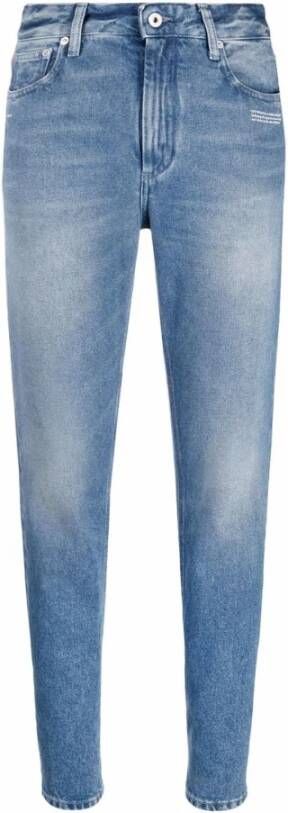 Off White Blue Cotton Jeans & Pant Blauw Dames
