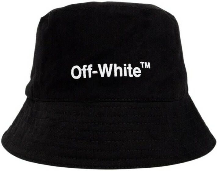 Off White Bucket Hat With Logo Zwart Heren