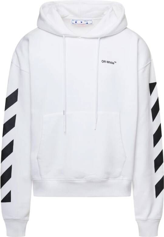 Off White Witte hoodie met diagonaal ontwerp White Heren