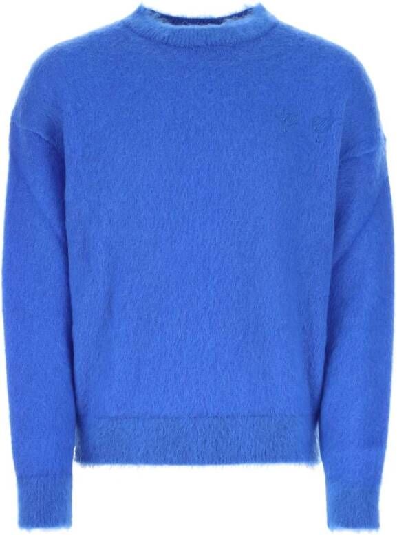 Off White Cerulean Blue Mohair Blend Sweater Blauw Heren