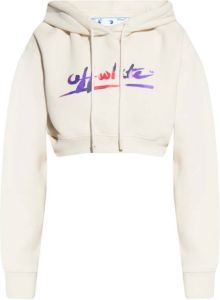 Off White Cropped hoodie with logo Beige Dames