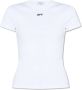 Off White Geribbeld Katoenen T-Shirt met Logo Print White Dames - Thumbnail 1
