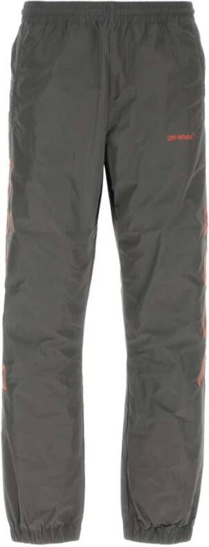 Off White Donkergrijze polyester joggers Grijs Heren