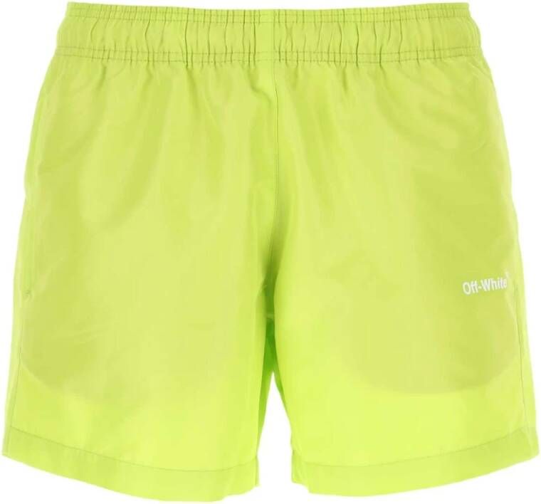 Off White Fluo gele polyester zwembroek shorts Geel Heren