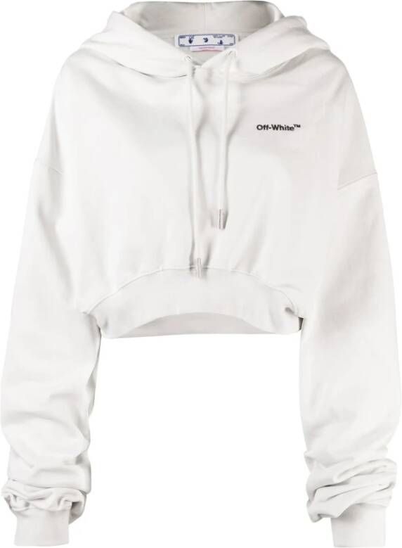 Off White Tijdloze witte crop hoodie met kenmerkend logo White Dames