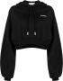 Off White Gecropte Logo Over Hoodie in Zwart Wit Black Dames - Thumbnail 1