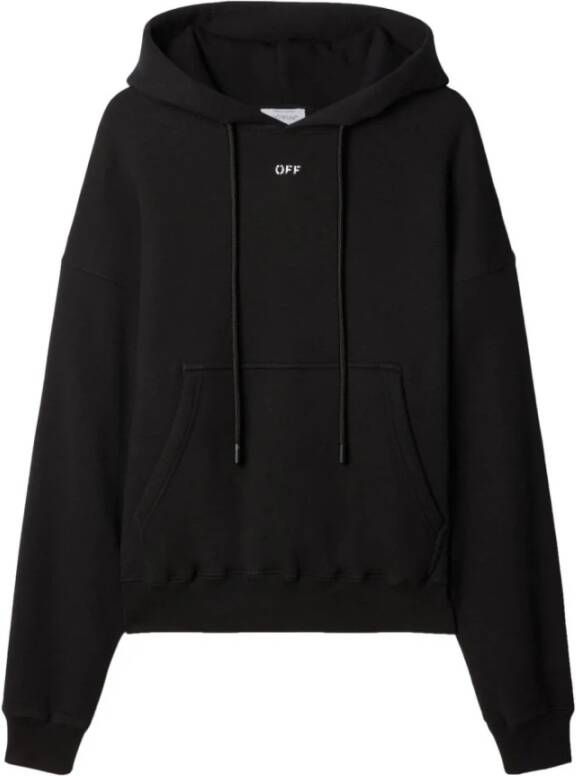 Off White Zwarte Logo-Print Katoenen Hoodie Black Heren