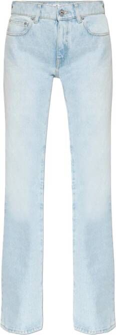 Off White Jeans met logo Blauw Dames