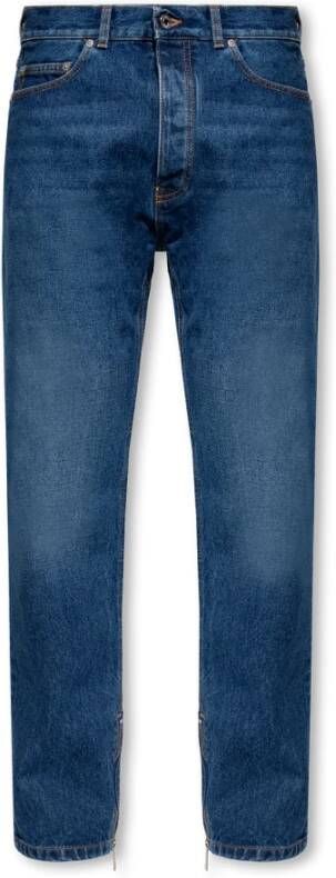 Off White Blauwe Jeans met Logo Patch en Enkelritsen Blauw Heren