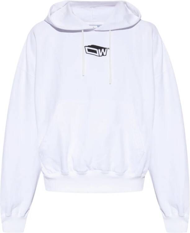 Off White Logo hoodie Wit Heren