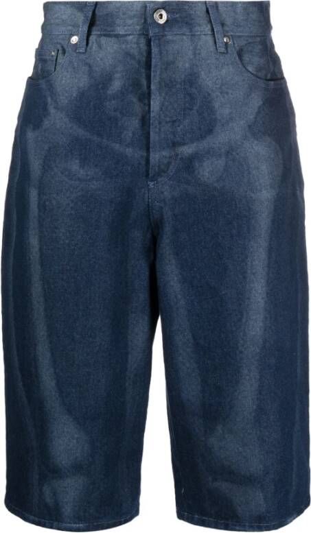 Off White Blauwe Bermuda Jeans Oversized Fit 100% Katoen Blue Heren