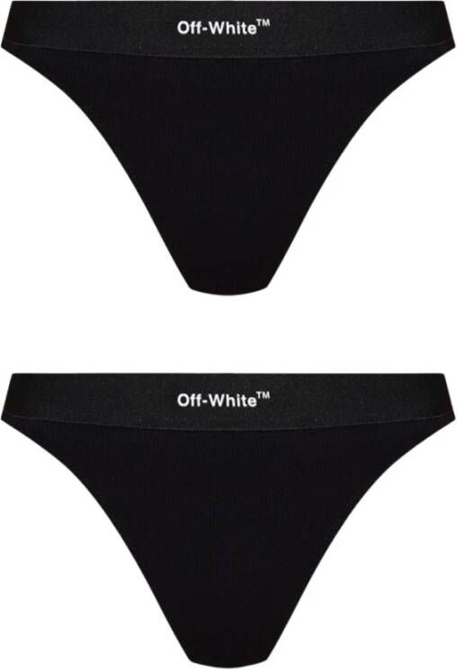 Off-White Set van twee slips met logoprint Zwart