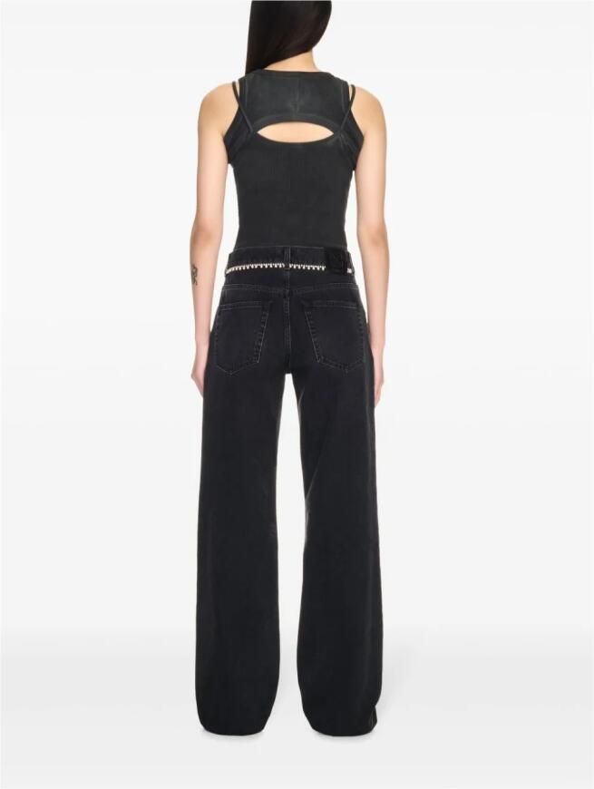 Off White Zwarte Geribbelde Ronde Hals Top Black Dames - Foto 5