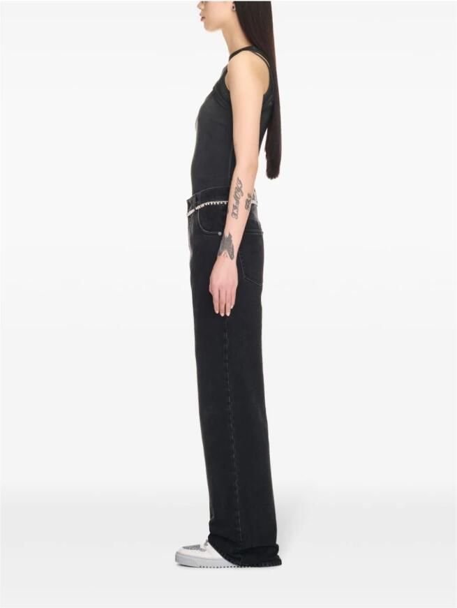 Off White Zwarte Geribbelde Ronde Hals Top Black Dames - Foto 3
