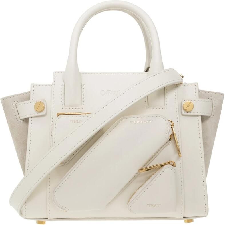Off White Crèmekleurige Leren City Schoudertas met Magnetische Sluiting Beige Dames - Foto 4