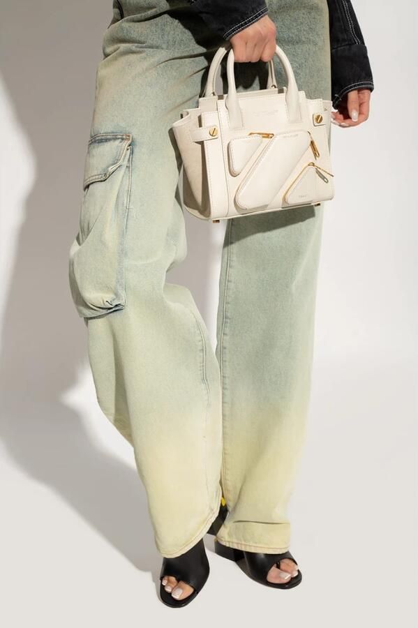 Off White Crèmekleurige Leren City Schoudertas met Magnetische Sluiting Beige Dames - Foto 7
