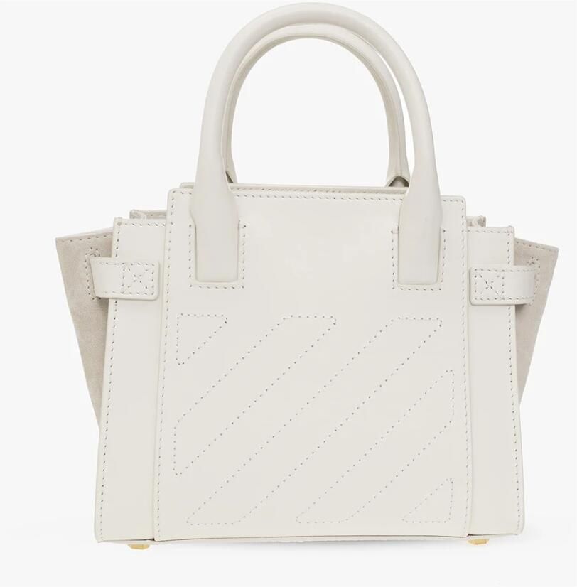 Off White Crèmekleurige Leren City Schoudertas met Magnetische Sluiting Beige Dames - Foto 2