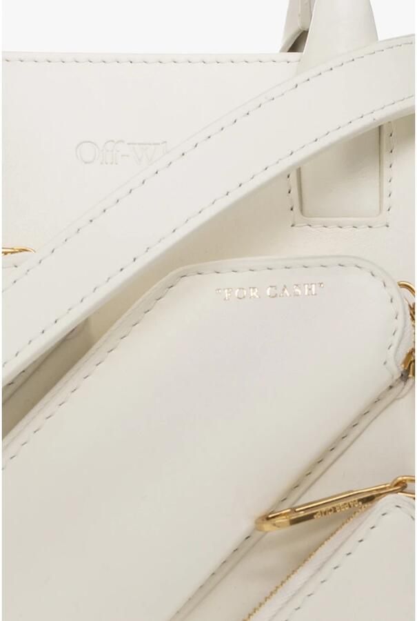 Off White Crèmekleurige Leren City Schoudertas met Magnetische Sluiting Beige Dames - Foto 6
