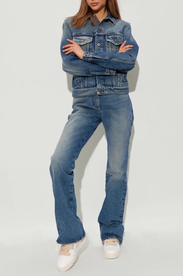 Off White Blauwe Katoenen Denim Jack Mantels Blue Dames - Foto 3