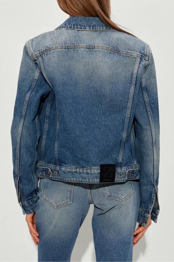 Off White Blauwe Katoenen Denim Jack Mantels Blue Dames - Foto 5
