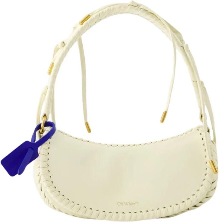 Off-White Shoppers Edge Weaving Shoulder Bag Leather Beige in beige