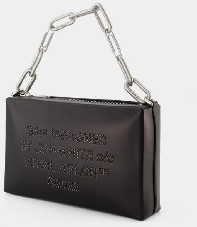 Off-White Shoppers Block Pouch Hobo Bag Black White Leather in zwart - Foto 3