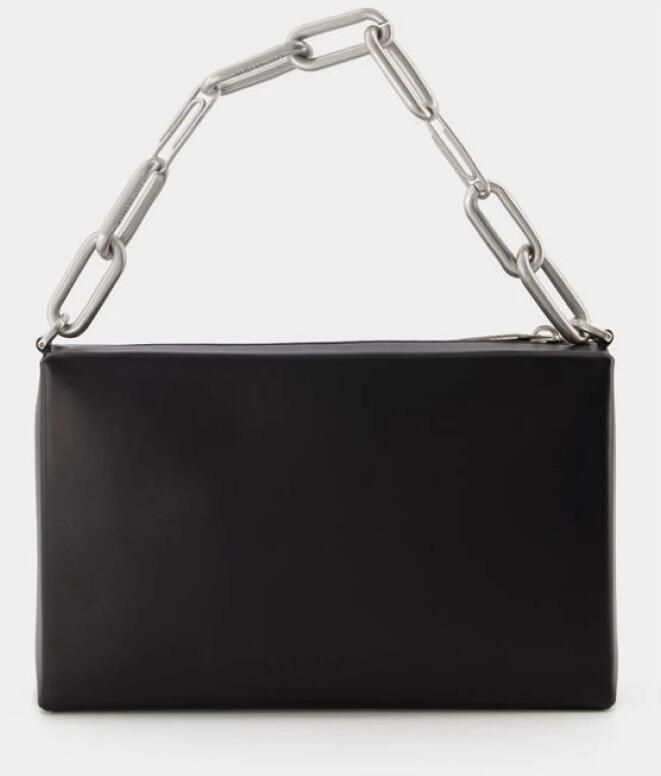 Off-White Shoppers Block Pouch Hobo Bag Black White Leather in zwart - Foto 4