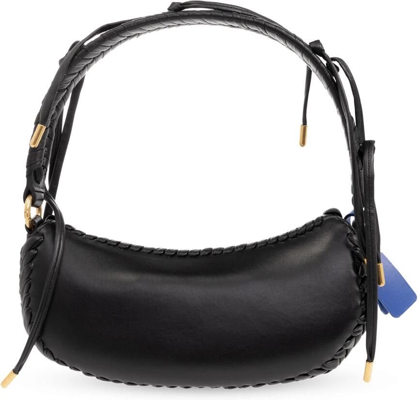 Off White Zwarte leren tas met gevlochten rand Black Dames - Foto 2