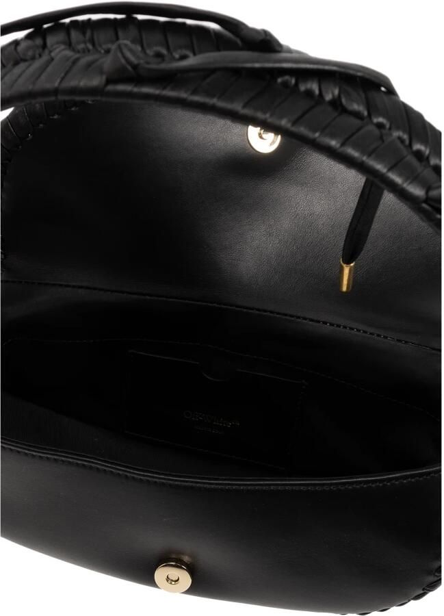 Off White Zwarte leren tas met gevlochten rand Black Dames - Foto 4