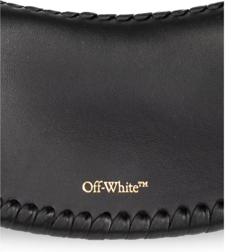 Off White Zwarte leren tas met gevlochten rand Black Dames - Foto 3