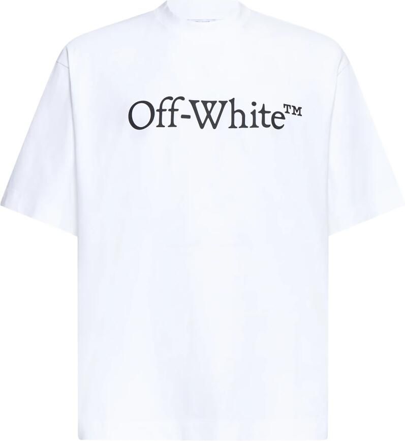 Off White Jersey Texture Logo Print T-shirts en Polos White Heren