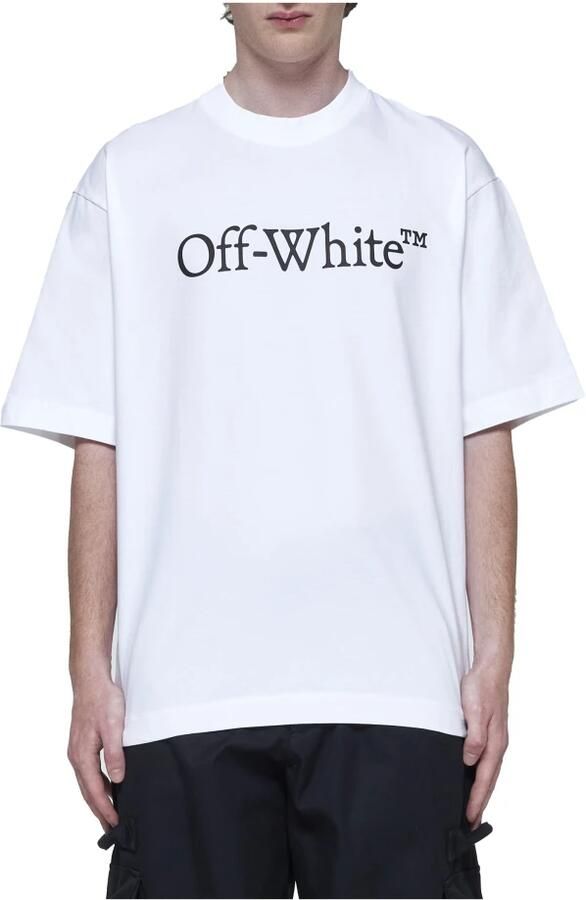 Off White Jersey Texture Logo Print T-shirts en Polos White Heren - Foto 3