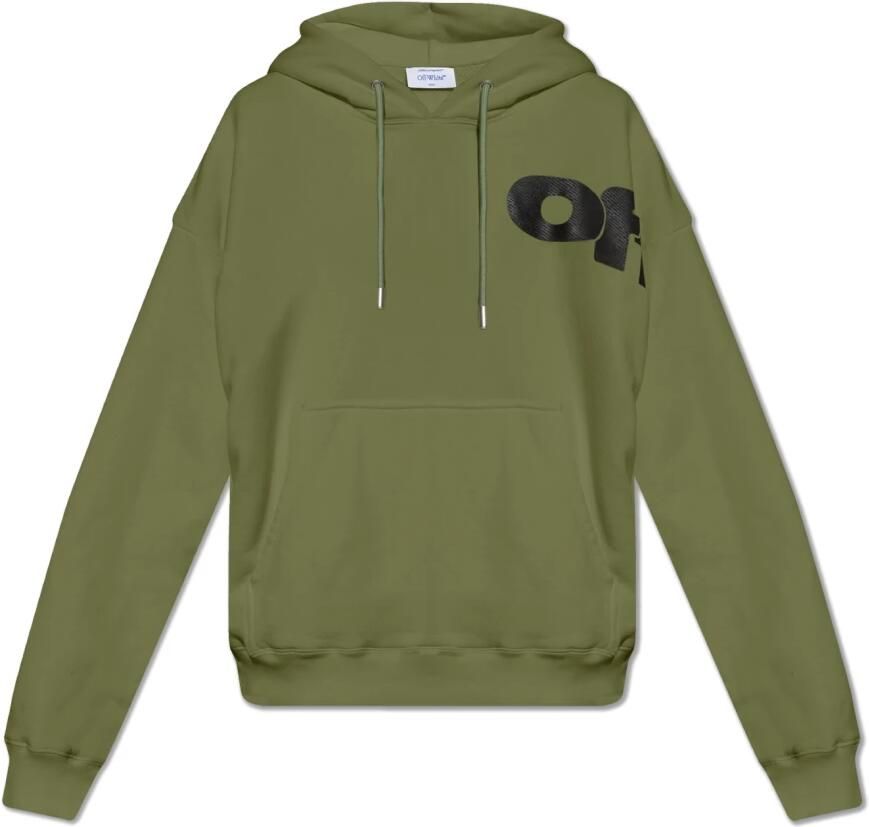 Off White Sweatshirt met logo Green Heren