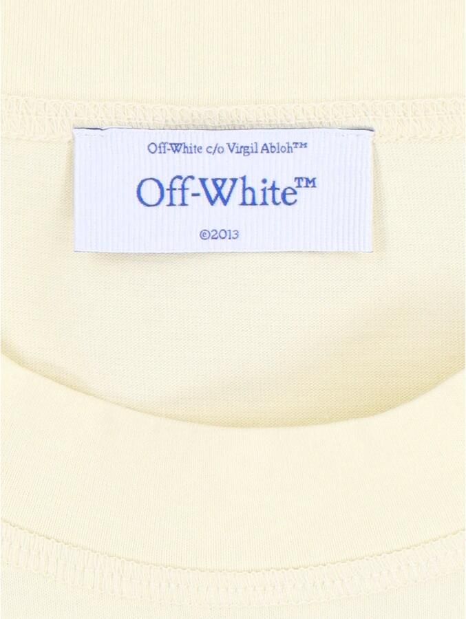 Off White Witte Ribgebreide T-shirts en Polos met Zwart Logo White Dames - Foto 3