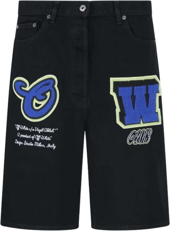 Off White Zwarte Bermuda Shorts Oversized Fit Black Heren
