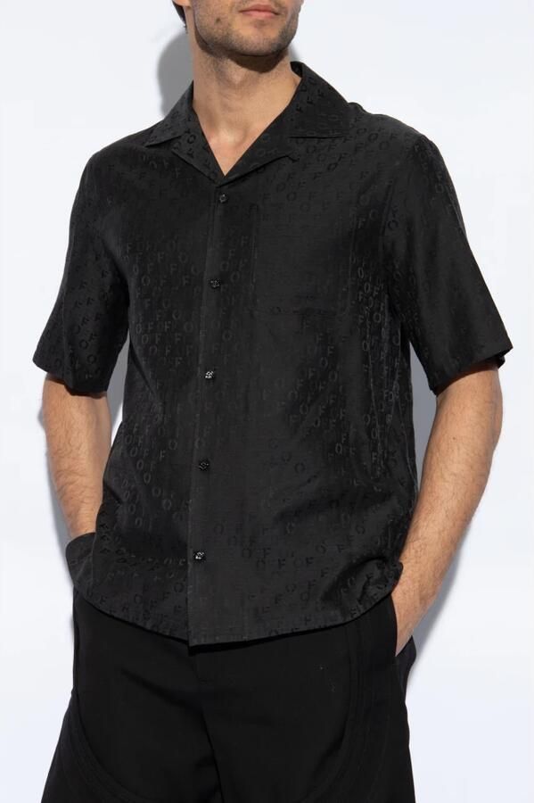 Off White Zwarte Katoenen Overhemd met Knoopsluiting Black Heren - Foto 4