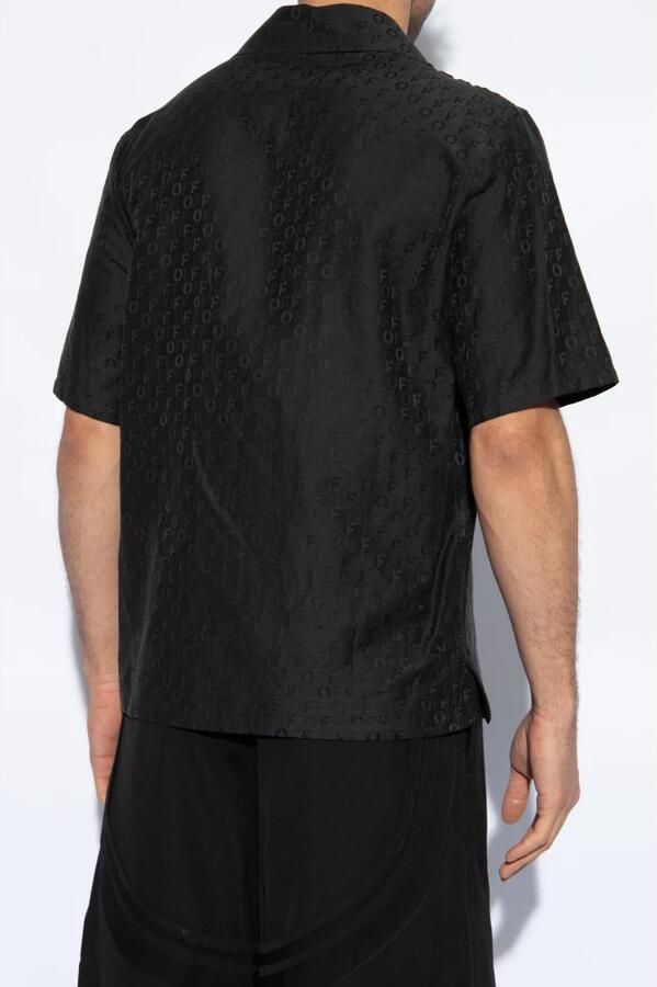 Off White Zwarte Katoenen Overhemd met Knoopsluiting Black Heren - Foto 5