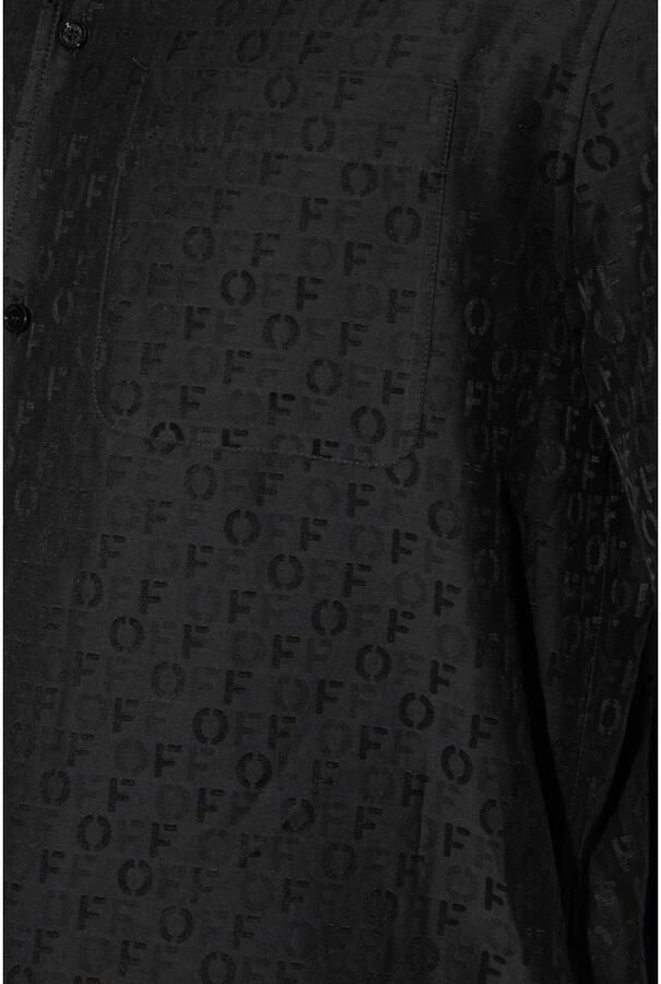 Off White Zwarte Katoenen Overhemd met Knoopsluiting Black Heren - Foto 2
