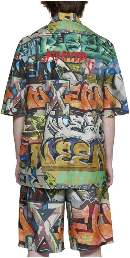 Off White Graffiti Print Korte Mouw Overhemd Multicolor Heren - Foto 3