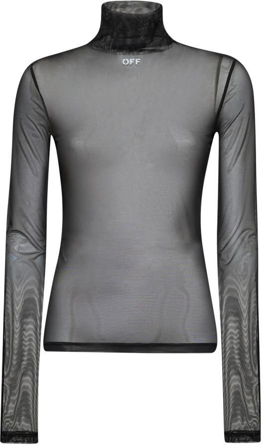 Off White Zwarte hoge kraag lange mouw top Black Dames