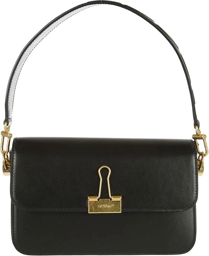 Off White Zwarte Leren Binder Clip Crossbody Tas Black Dames - Foto 2