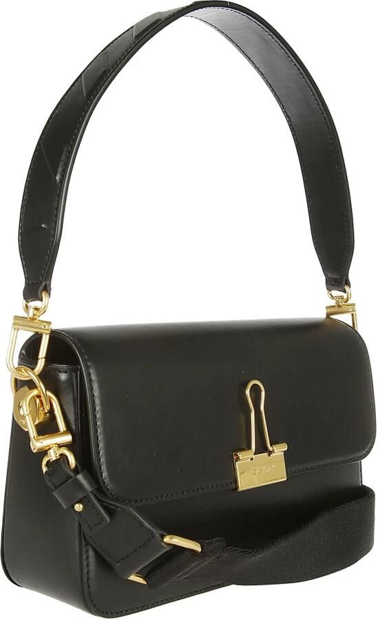 Off White Zwarte Leren Binder Clip Crossbody Tas Black Dames - Foto 7