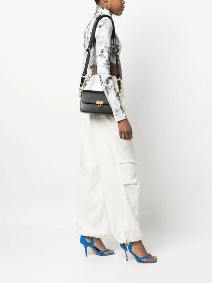 Off White Zwarte Leren Binder Clip Crossbody Tas Black Dames - Foto 4